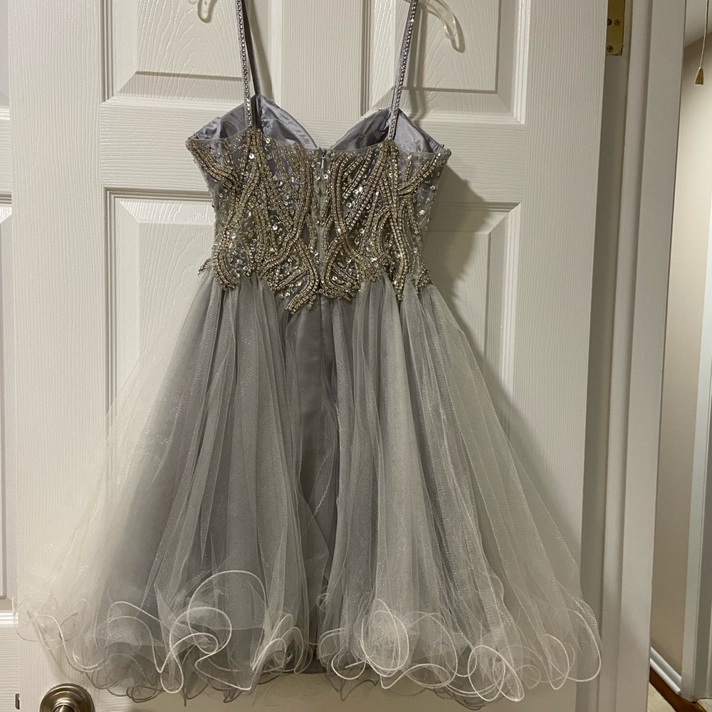 Designer prom/ homecoming/cocktail dress silver - Picture 3 of 6